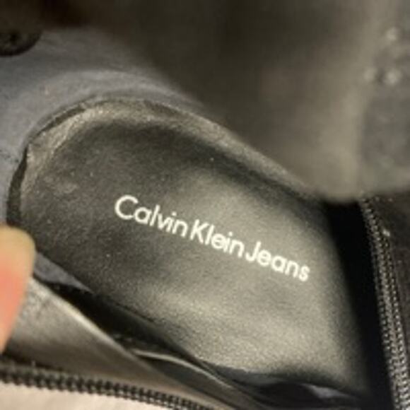 Calvin Klein Jeans Charli Over-the-Knee Block Heel Boots Black 7.5 - Picture 8 of 10